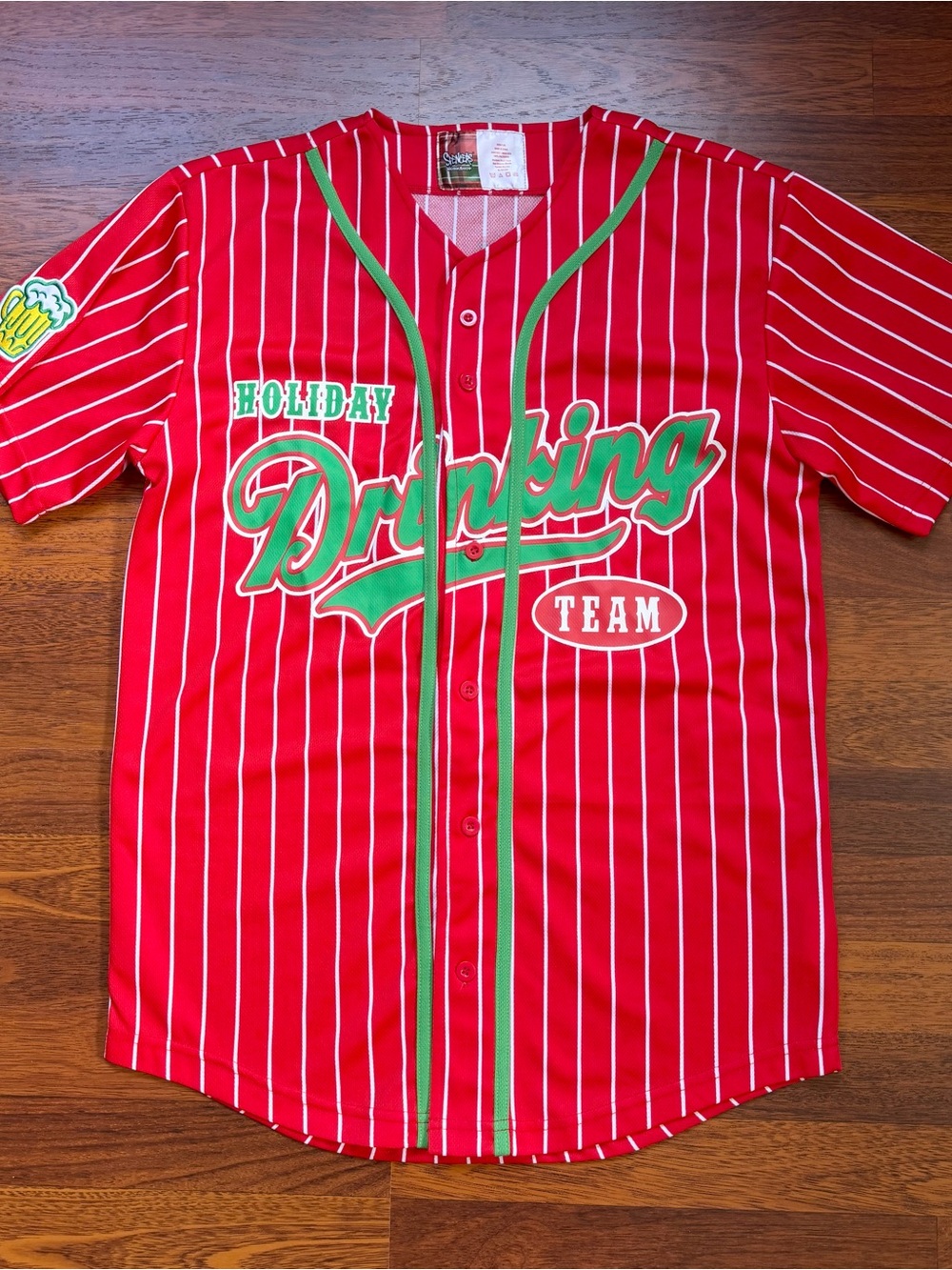 Holiday Drinking Team Red Stripe Baseball Jersey